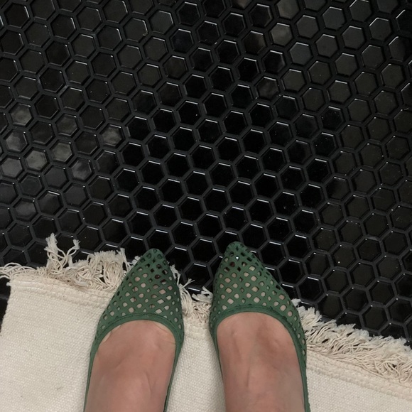ZARA green net leather kitten heels - Picture 3 of 4